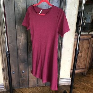 Tresics Burgundy Ribbed Shirt Dress